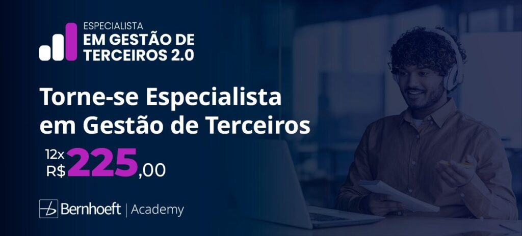 arte com informações para se inscrever no curso em especialista em gestão de terceiros da bernhoeft academy