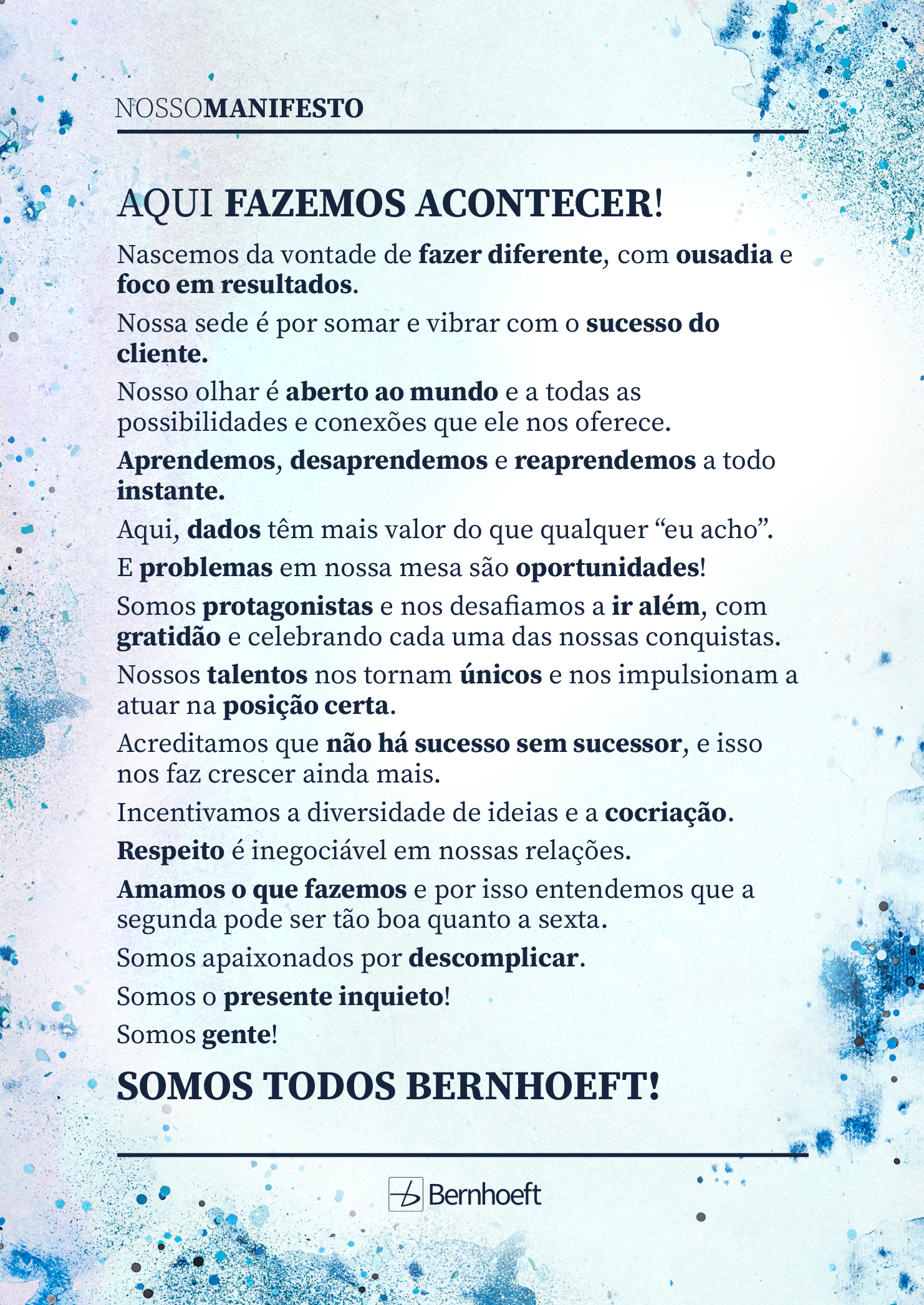 manifesto de cultura da Bernhoeft