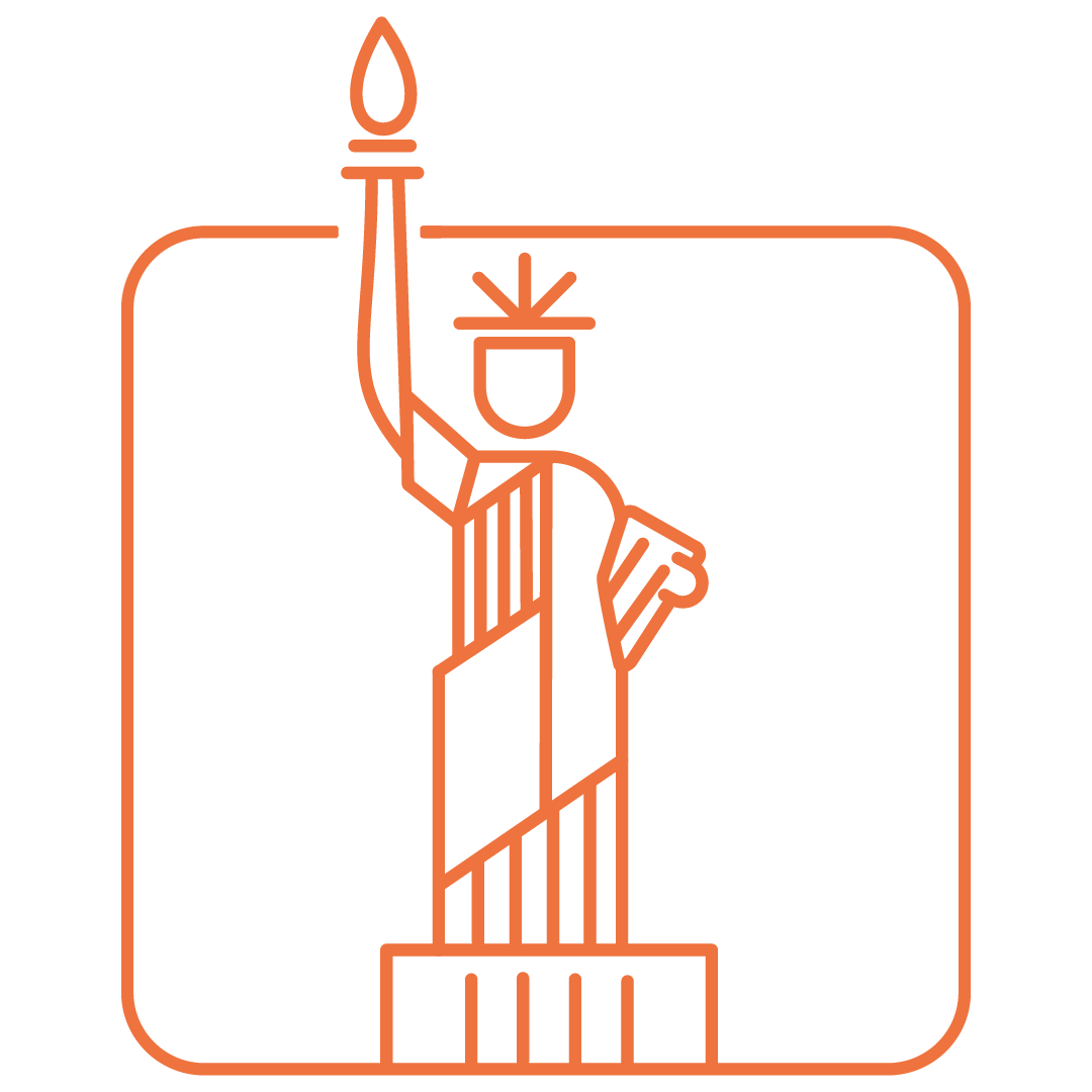 vetor na cor laranja da estátua da liberdade representando o serviço Contabilidade USA
